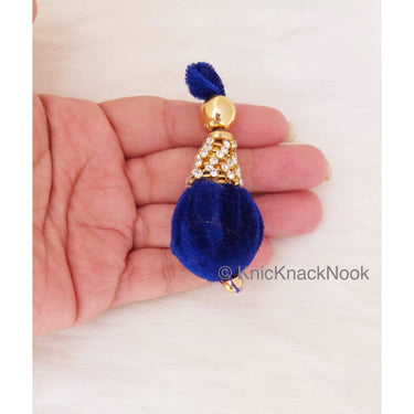 Burgundy Red / Black / Royal Blue Tear Drop Velvet And Diamante Indian Embellishment, Wedding Tassels, Latkan